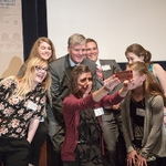 3MT participants getting a traditional 'selfie' with T. Haas!
